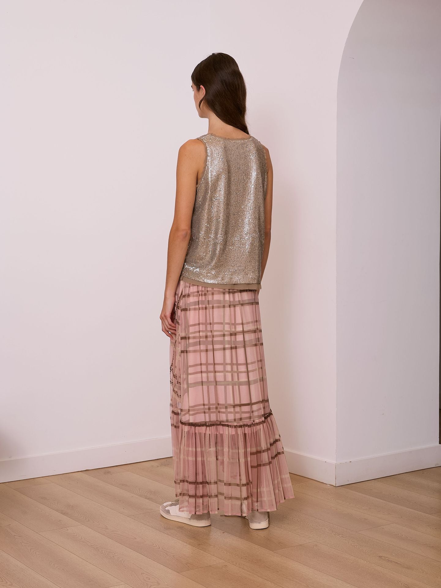 Top de lentejuelas plata vieja