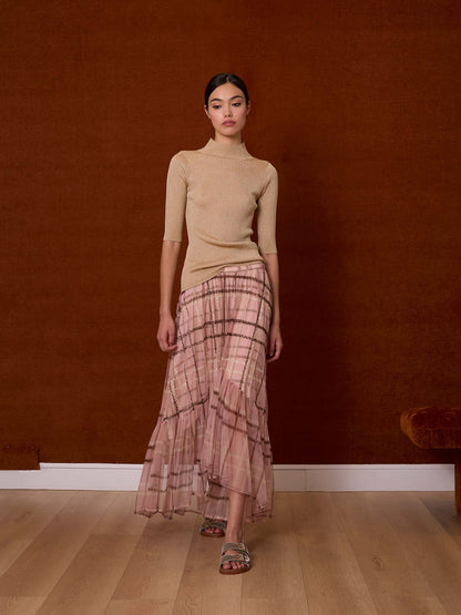 Falda tul cuadros rosa