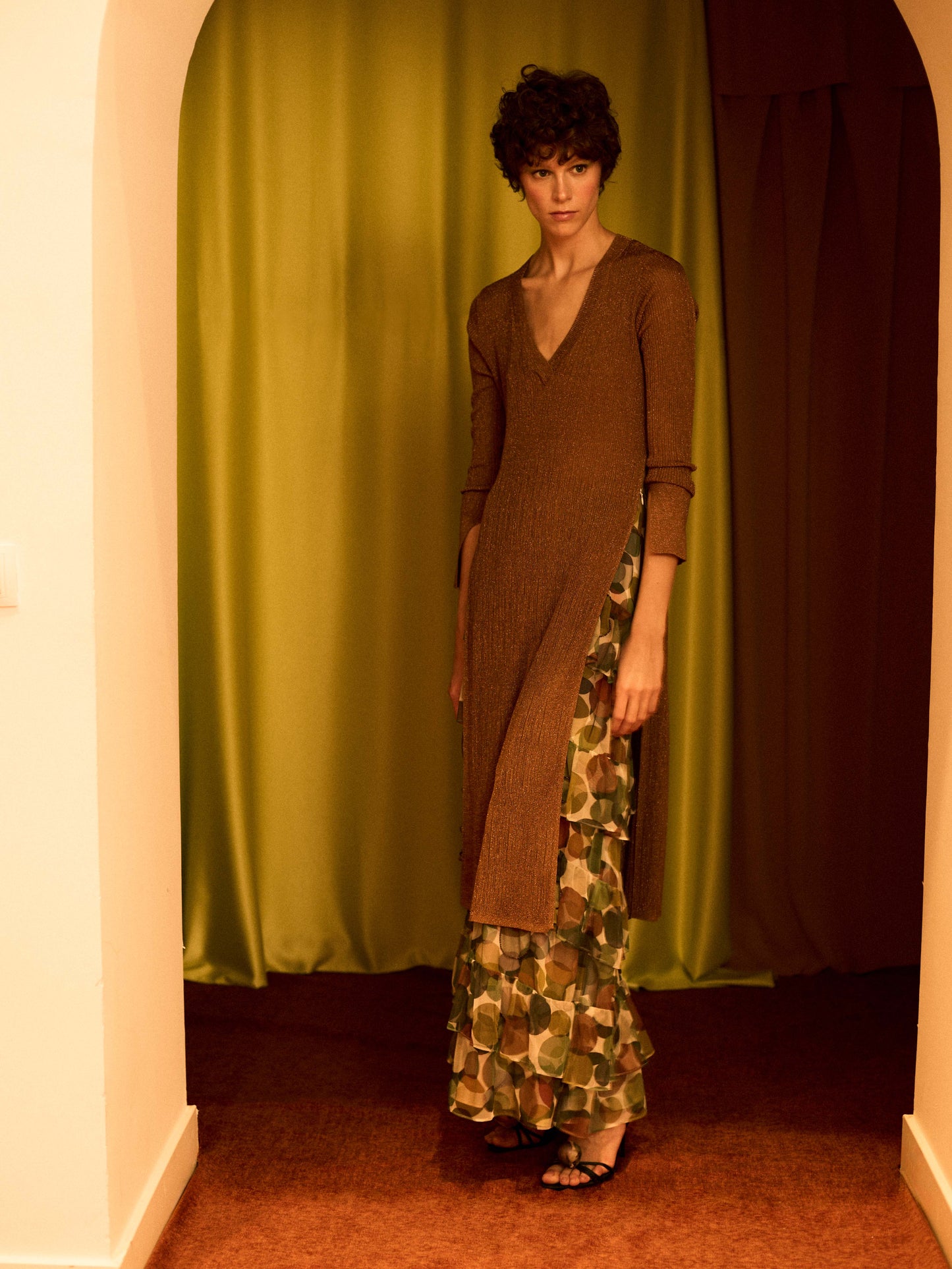 Jersey largo lurex cobre