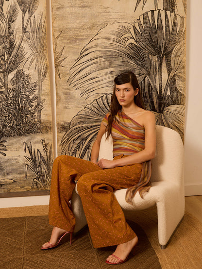 Pantalón mostaza bordado