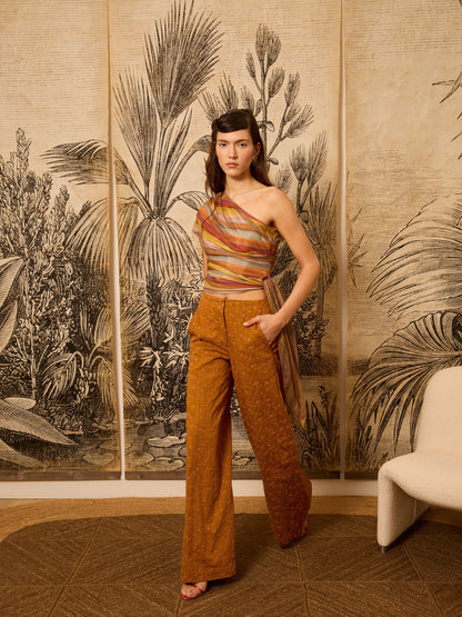 Pantalón mostaza bordado