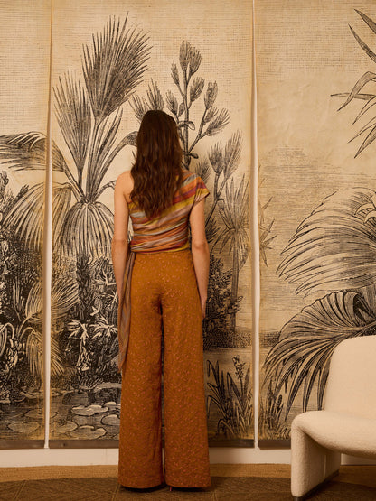 Pantalón mostaza bordado