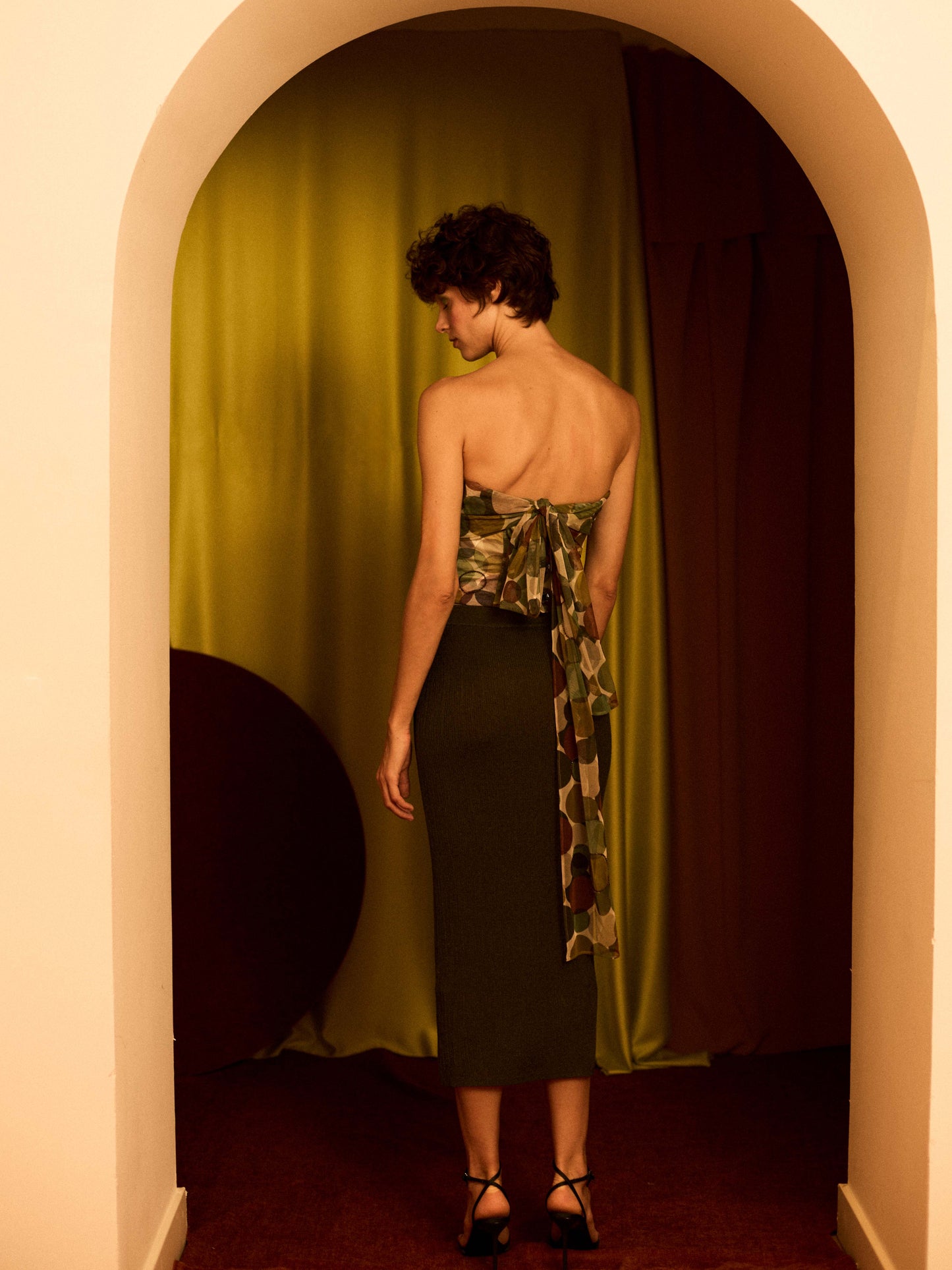 Falda de lurex con canalé plomo