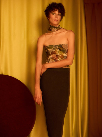 Falda de lurex con canalé plomo