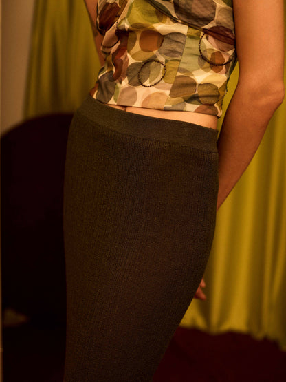 Falda de lurex con canalé plomo