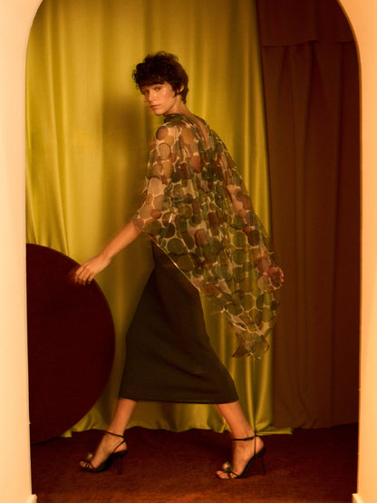 Falda de lurex con canalé plomo