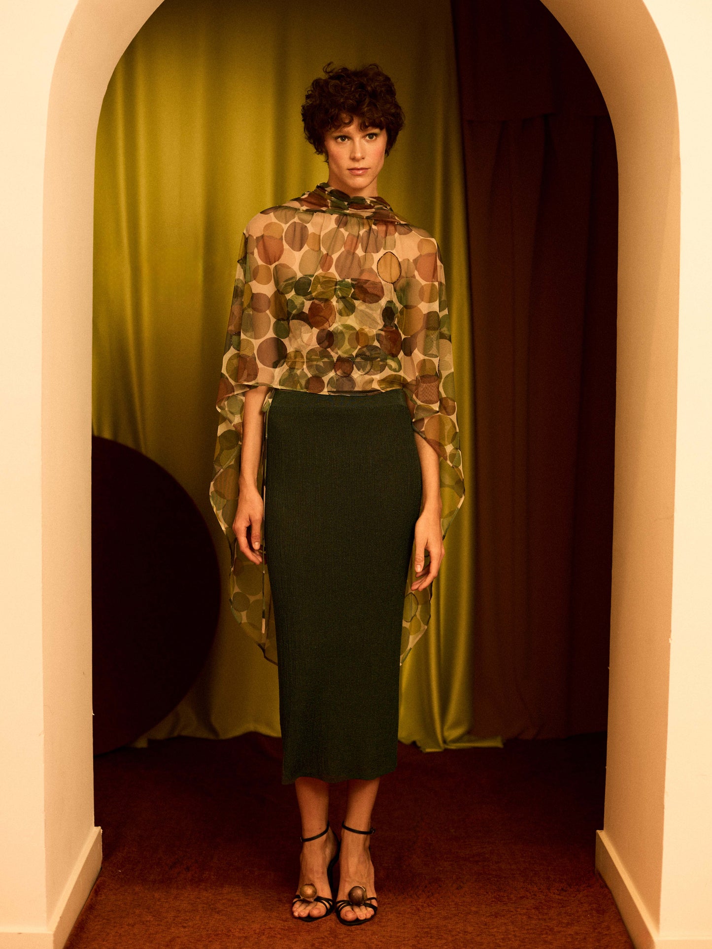 Falda de lurex con canalé plomo