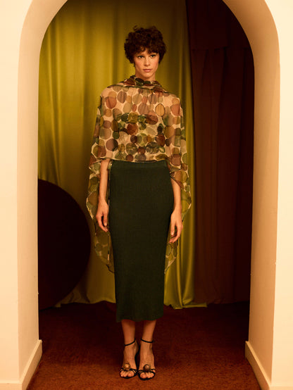 Falda de lurex con canalé plomo