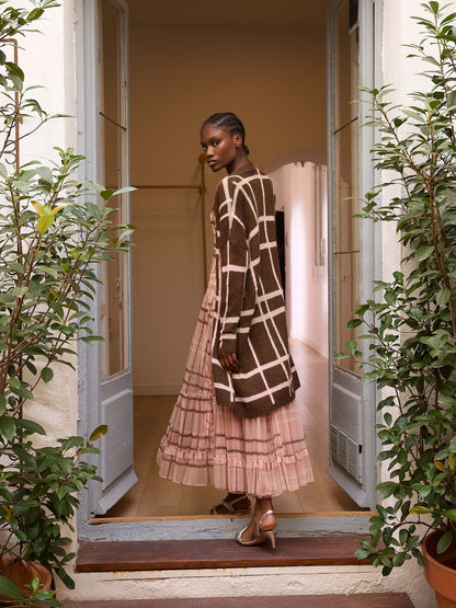 Chaqueta de cuadros marrón