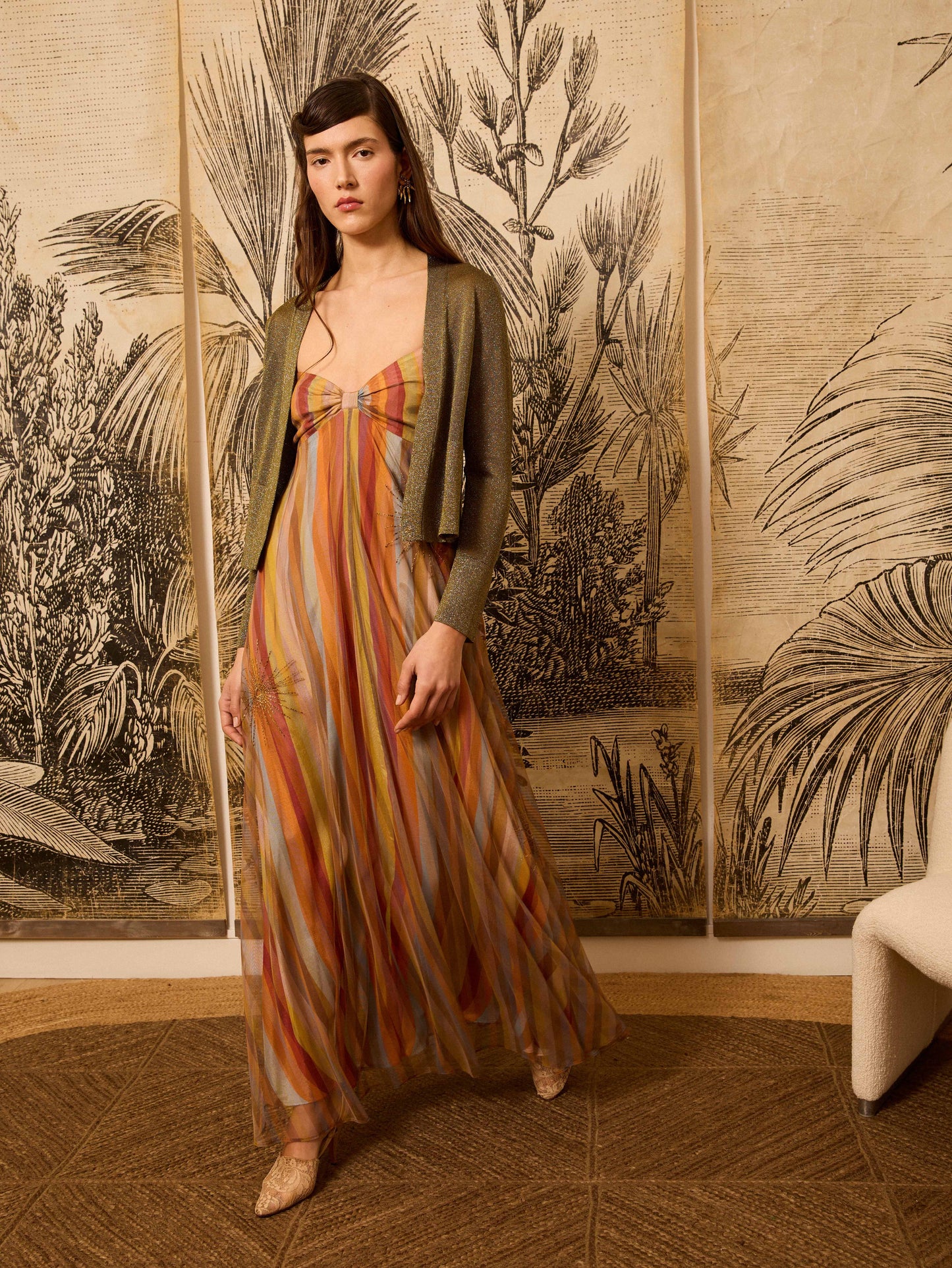 Vestido de tul de rayas