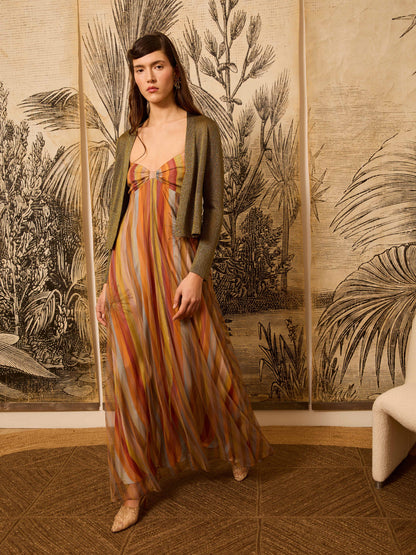 Vestido de tul de rayas