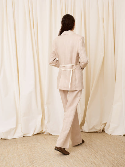 Blazer de lino beige