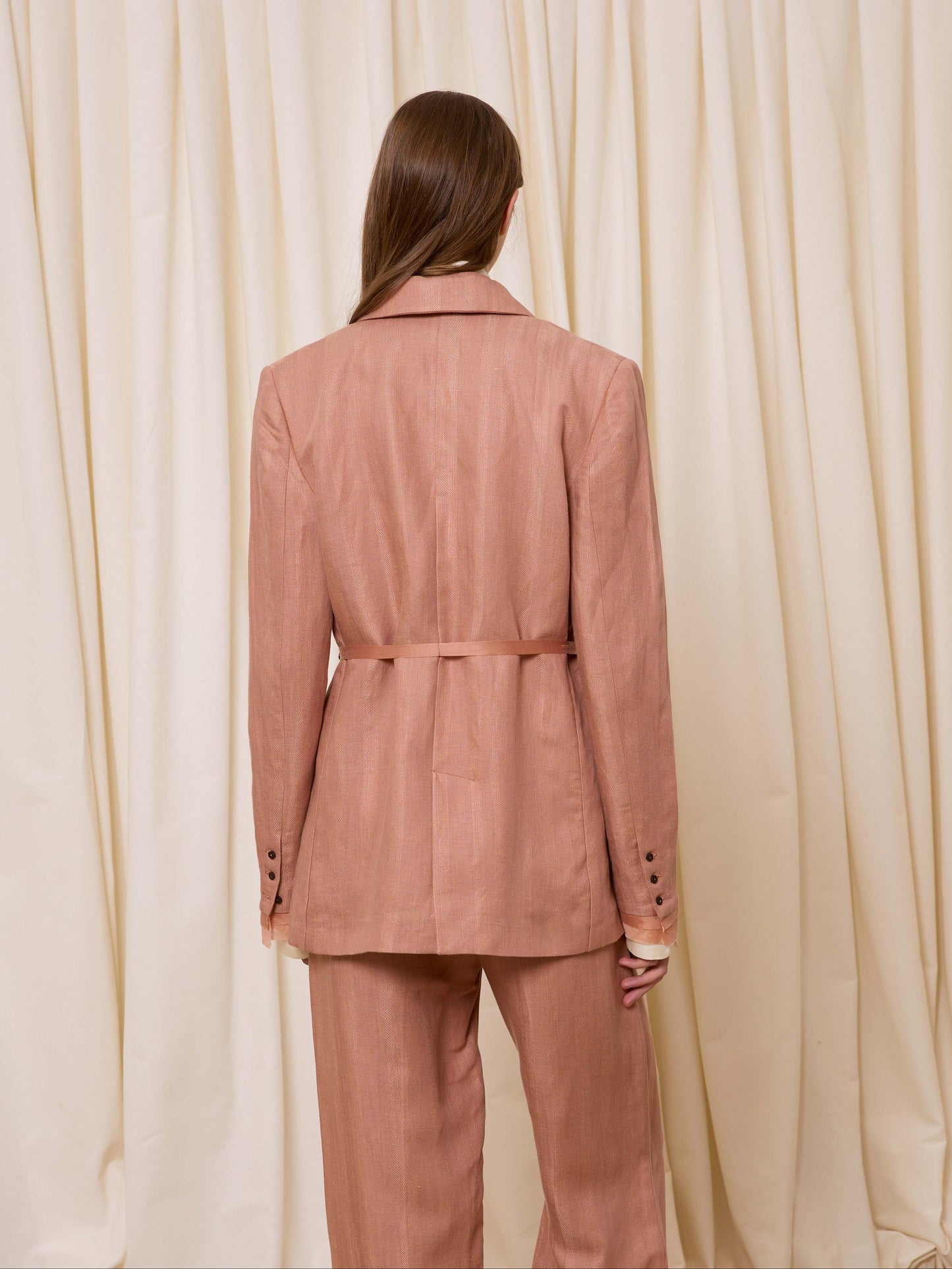 Blazer de lino rosa