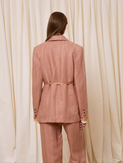 Blazer de lino rosa