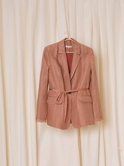 Blazer de lino rosa