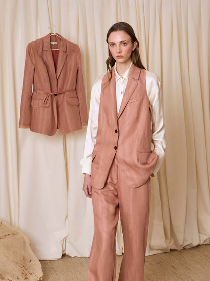 Blazer de lino rosa
