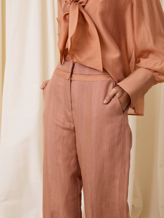 Pantalón con lino rosa