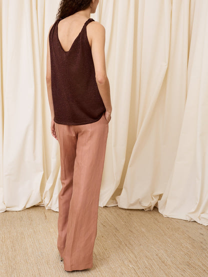 Top de lurex escote pico chocolate