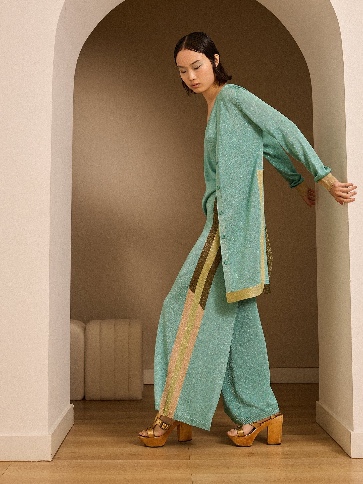 Chaqueta lurex turquesa