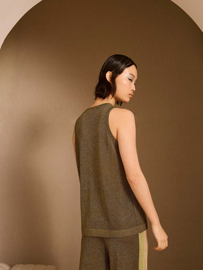 Jersey pico de lurex kaki