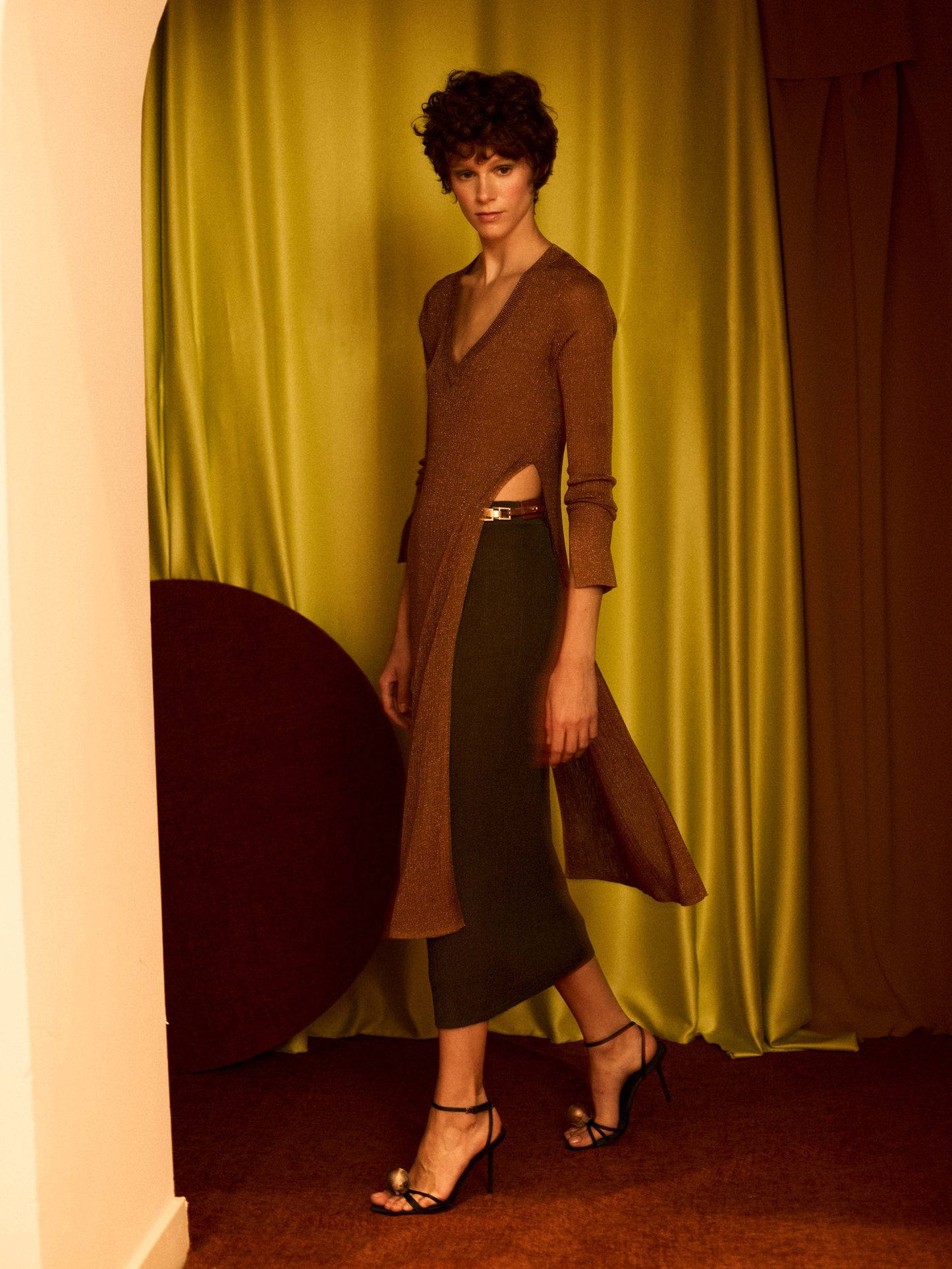 Jersey largo lurex cobre