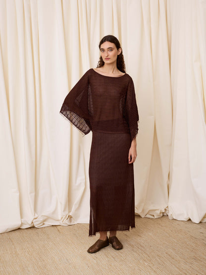 Poncho lurex chocolate