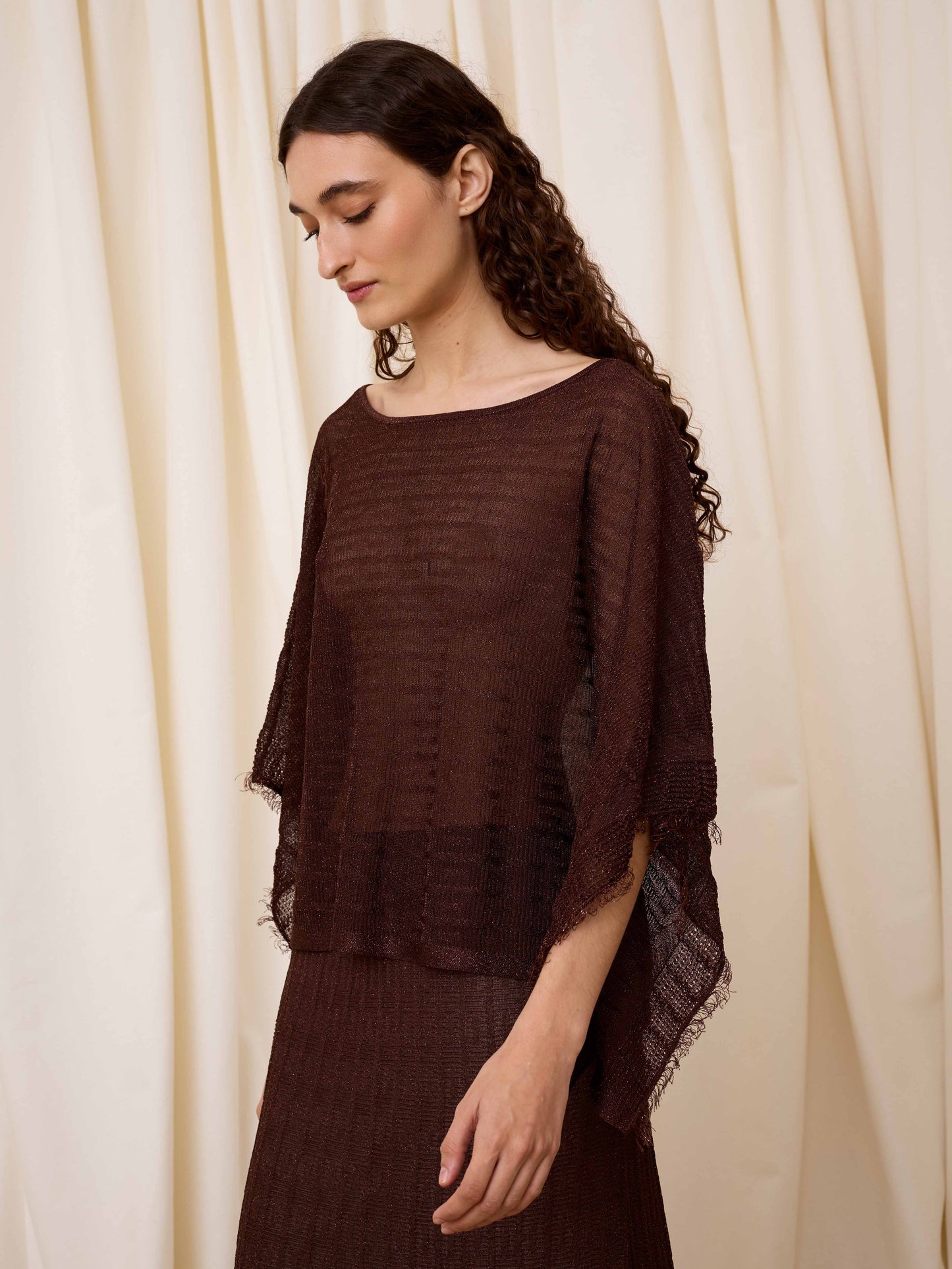 Poncho lurex chocolate