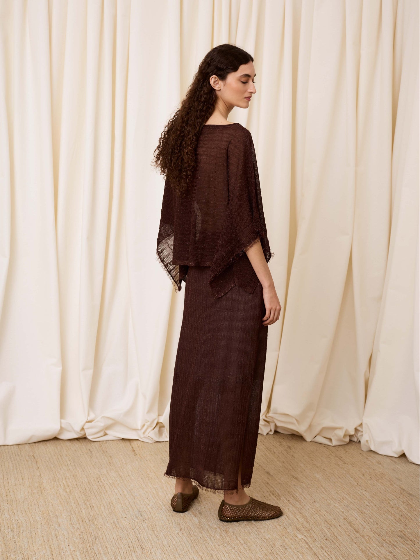 Poncho lurex chocolate