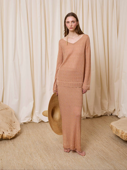 Falda lurex rosa