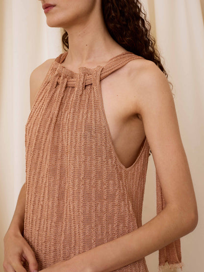 Top halter lurex rosa