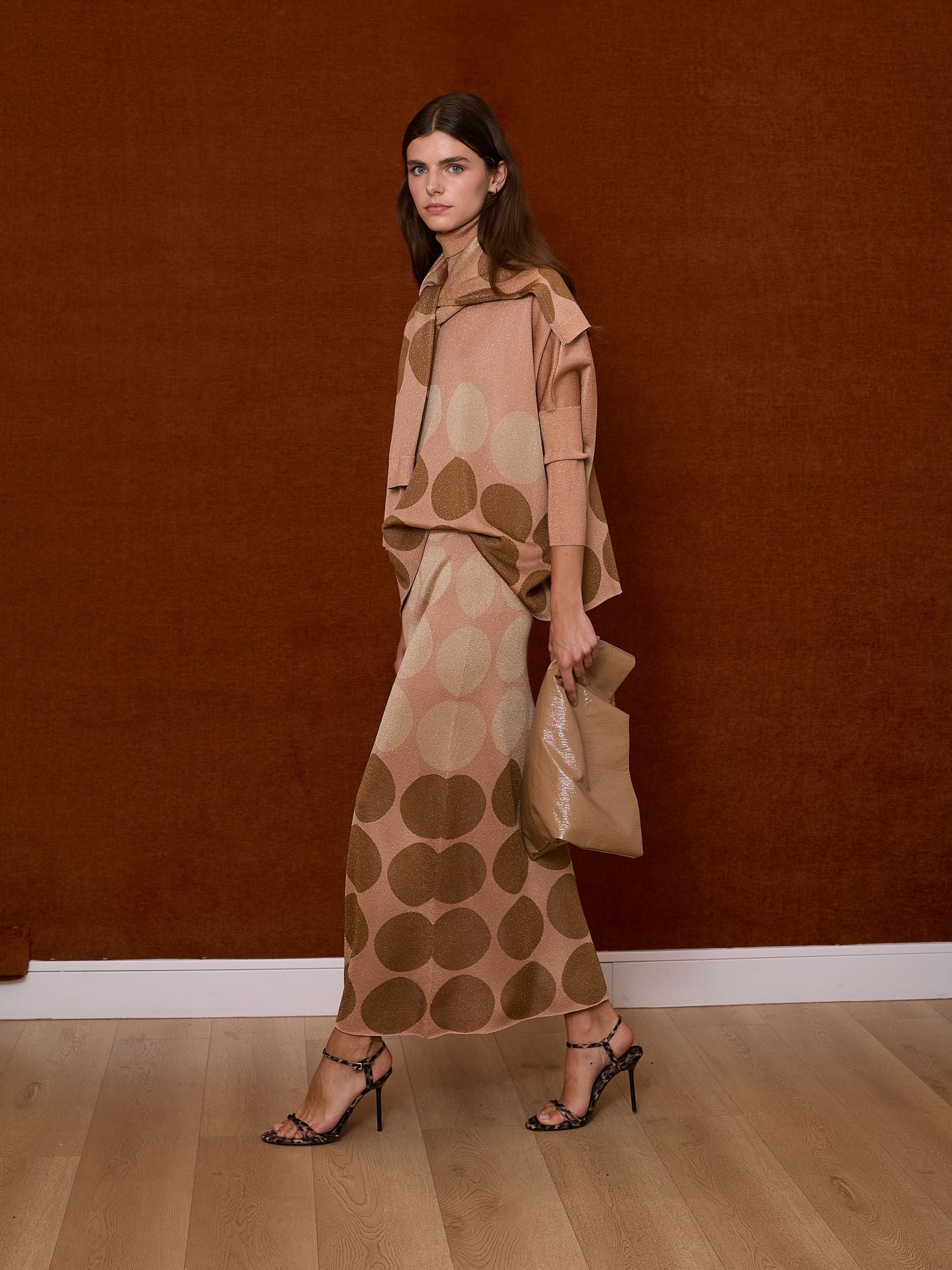 Falda de lurex rosa con lunares