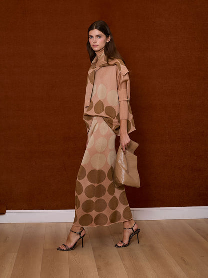 Falda de lurex rosa con lunares