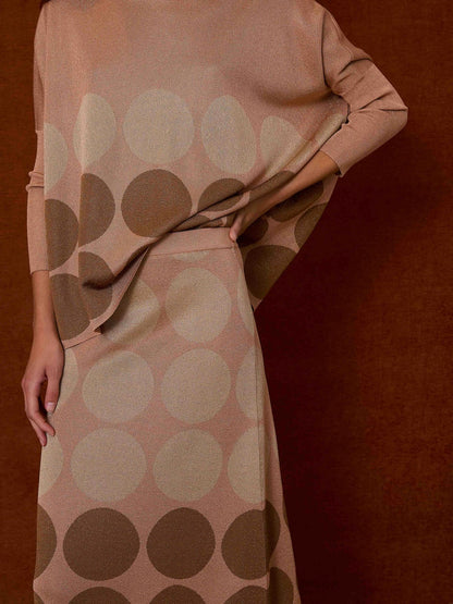 Falda de lurex rosa con lunares