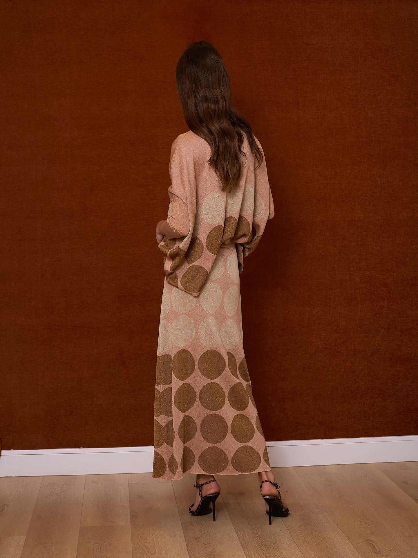 Falda de lurex rosa con lunares