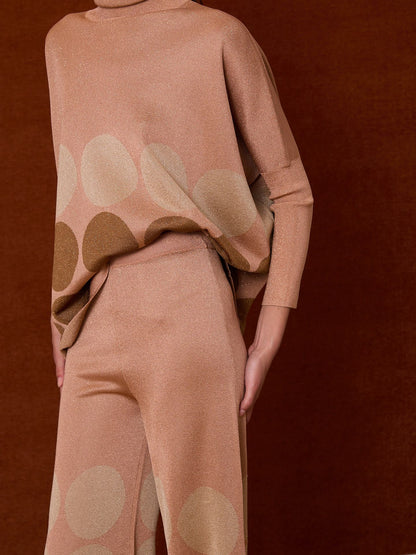 Pantalón de lurex rosa con lunares