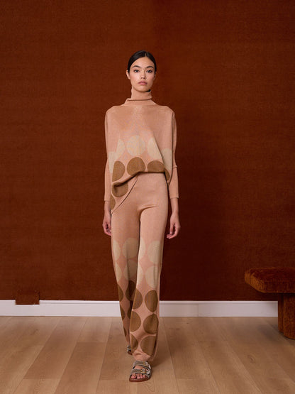 Pantalón de lurex rosa con lunares