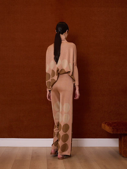 Pantalón de lurex rosa con lunares