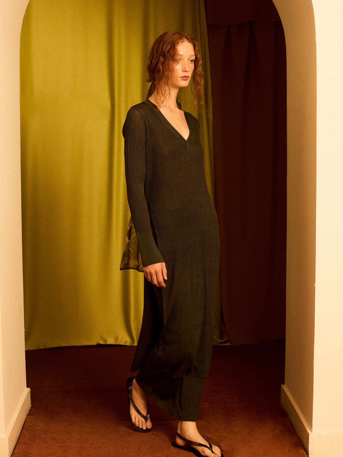 Jersey largo lurex plomo