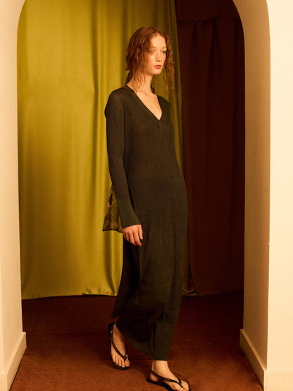 Jersey largo lurex plomo