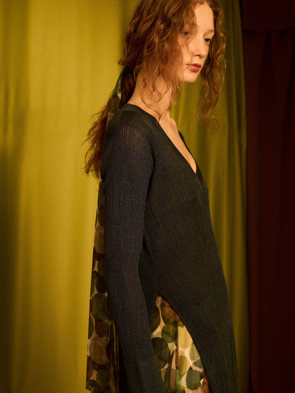 Jersey largo lurex plomo