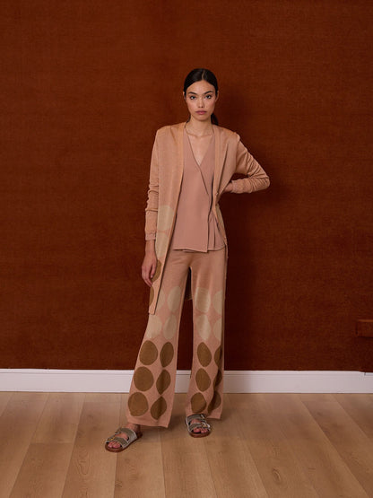 Pantalón de lurex rosa con lunares