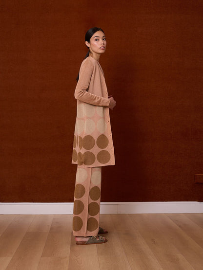 Pantalón de lurex rosa con lunares