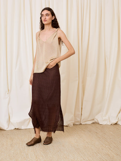 Top de lurex escote pico dorado