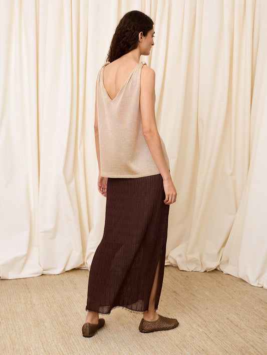 Top de lurex escote pico dorado