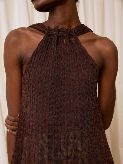 Top halter lurex chocolate