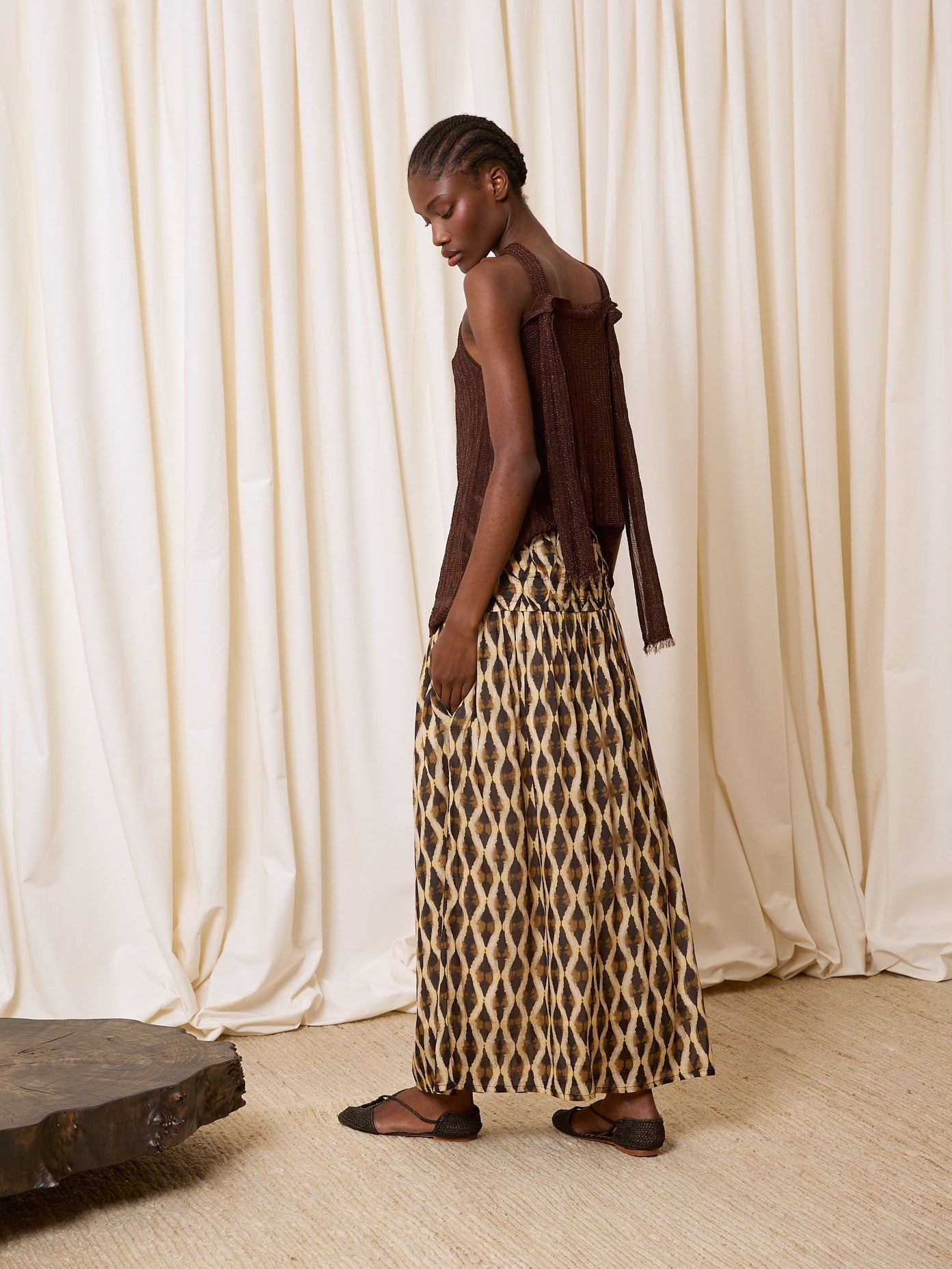 Top halter lurex chocolate