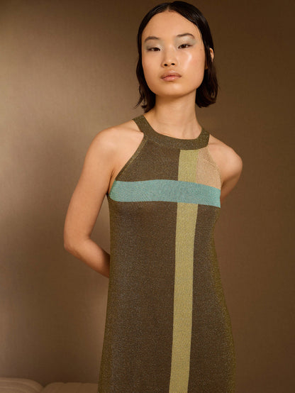 Vestido lurex kaki