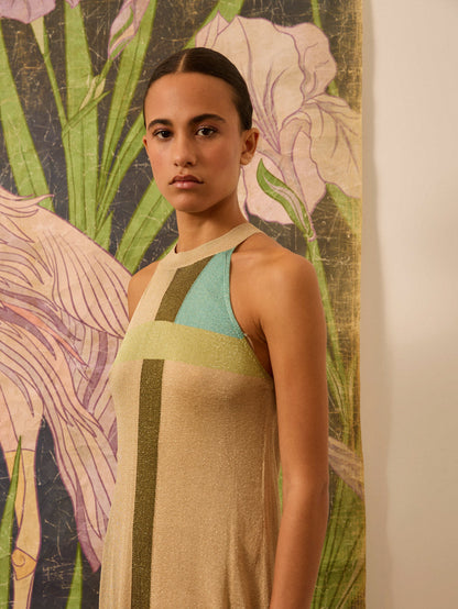 Vestido lurex dorado