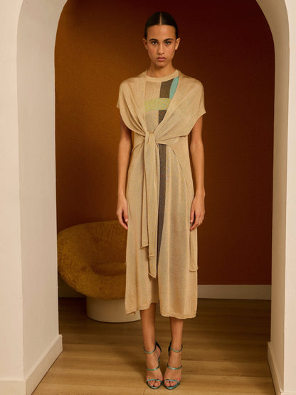 Chaqueta dorada de lurex larga