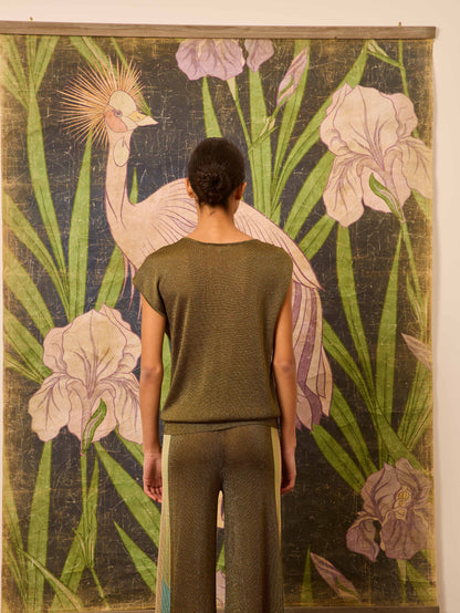 Jersey de lurex kaki asimétrico